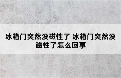 冰箱门突然没磁性了 冰箱门突然没磁性了怎么回事